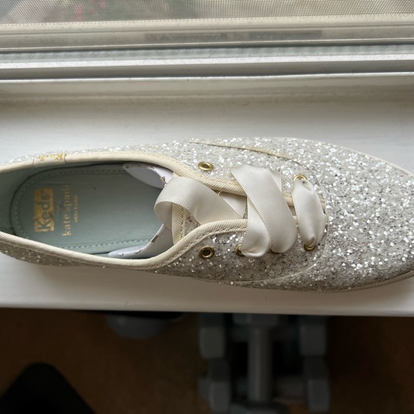 NIB Keds Kate Spade New York Glitter sneakers - cream ivory bride bridal white - Picture 5 of 7